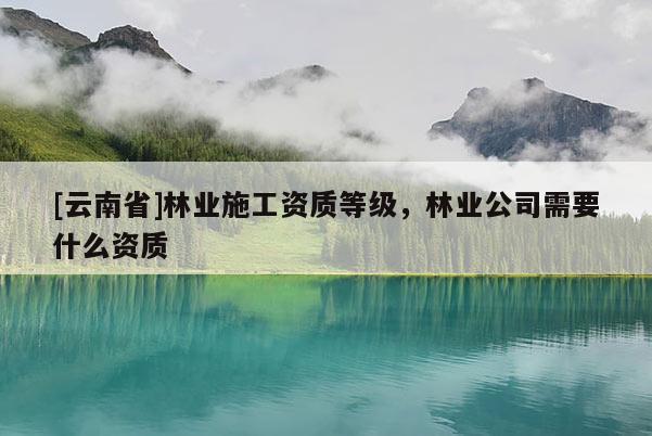 [云南省]林業施工資質等級，林業公司需要什么資質