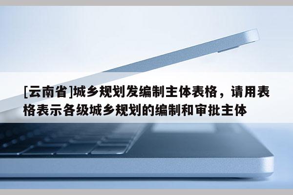 [云南省]城鄉規劃發編制主體表格，請用表格表示各級城鄉規劃的編制和審批主體