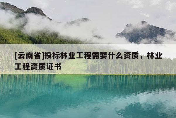 [云南省]投標林業工程需要什么資質，林業工程資質證書