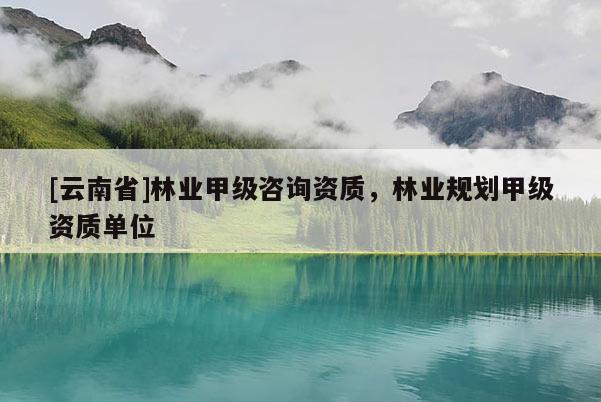 [云南省]林業(yè)甲級咨詢資質，林業(yè)規(guī)劃甲級資質單位