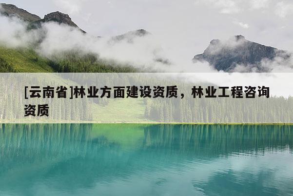 [云南省]林業方面建設資質，林業工程咨詢資質