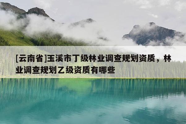 [云南省]玉溪市丁級林業調查規劃資質，林業調查規劃乙級資質有哪些
